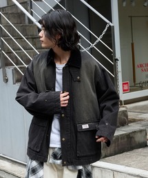 retock's（レトックス）の「【retock's】ロゴピスネーム 襟コーデュロイ切り替え ビッグシルエット ダック地ブルゾン/裏中綿キルティング（ブルゾン）」