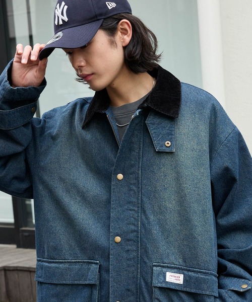 retock's】ロゴピスネーム 襟コーデュロイ切り替え ビッグ