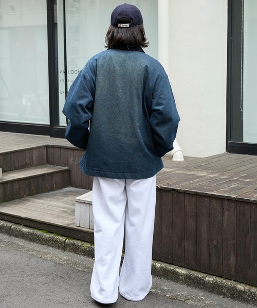 ジャケット・アウター Yufunamo retock's】ロゴピスネーム 襟コーデュロイ切り替え ビッグ