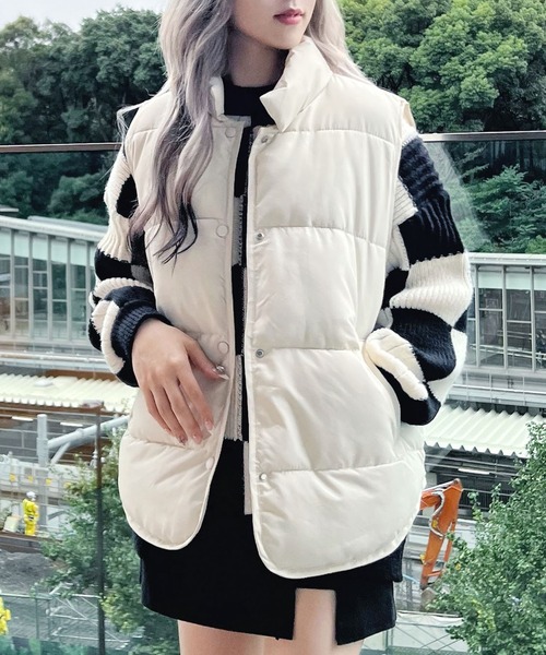 Figments（フィグメンツ）の「パファーベスト（ダウンベスト・レディース・ブラック/オフホワイト・FREE）」の2枚目の写真