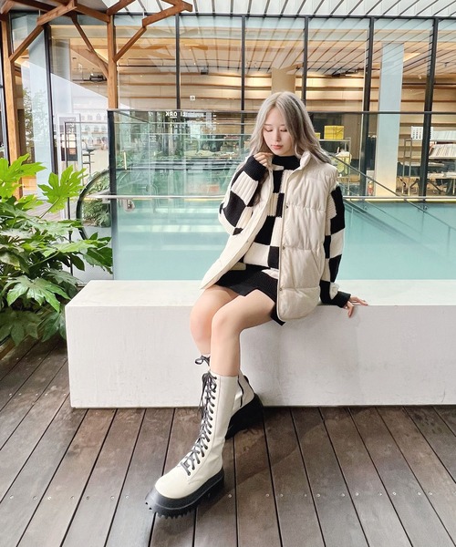 Figments（フィグメンツ）の「パファーベスト（ダウンベスト・レディース・ブラック/オフホワイト・FREE）」の6枚目の写真