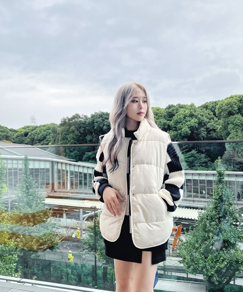 Figments（フィグメンツ）の「パファーベスト（ダウンベスト・レディース・ブラック/オフホワイト・FREE）」の8枚目の写真