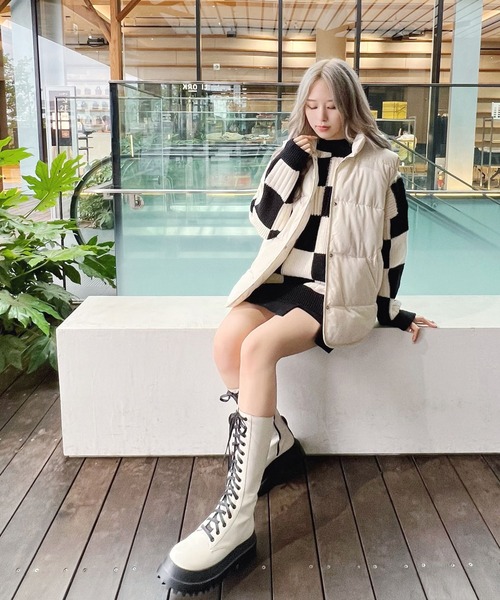 Figments（フィグメンツ）の「パファーベスト（ダウンベスト・レディース・ブラック/オフホワイト・FREE）」の13枚目の写真