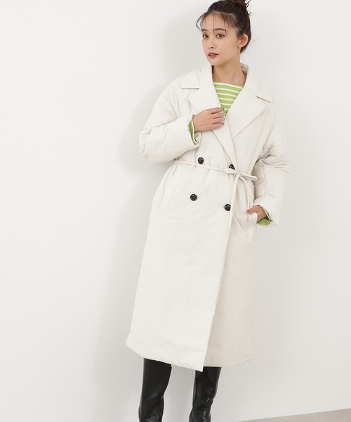 N.（N. Natural Beauty Basic）（エヌエヌナチュラルビューティーベーシック）の「◆シームレスパデットコート（その他アウター・レディース・オフホワイト/ブラック・MEDIUM）」の4枚目の写真