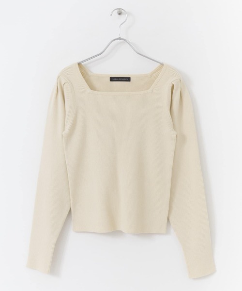 URBAN RESEARCH（アーバンリサーチ）の「スクエアネックリブニット（ニット/セーター・レディース・アイボリー/グリーン/ホワイト系その他・FREE）」の2枚目の写真