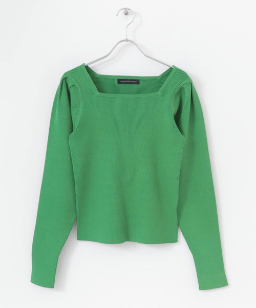 URBAN RESEARCH（アーバンリサーチ）の「スクエアネックリブニット（ニット/セーター・レディース・アイボリー/グリーン/ホワイト系その他・FREE）」の9枚目の写真