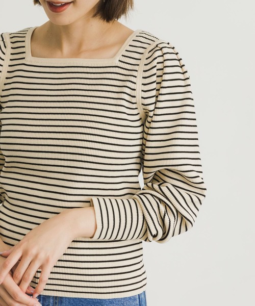 URBAN RESEARCH（アーバンリサーチ）の「スクエアネックリブニット（ニット/セーター・レディース・アイボリー/グリーン/ホワイト系その他・FREE）」の12枚目の写真