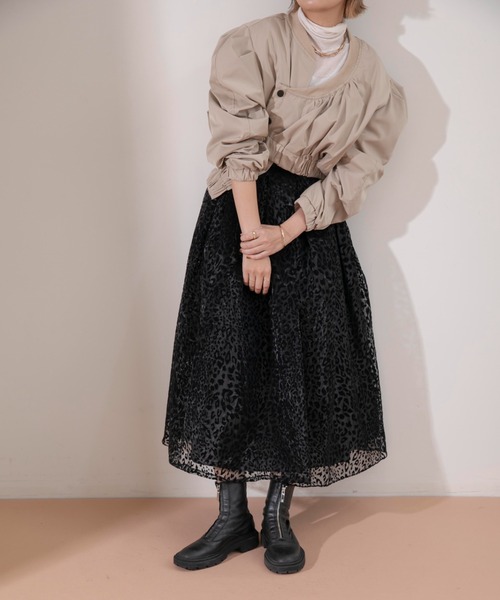 Eimee Law(エイミーロウ)の「フロッキーレオパードタックフレアースカート(スカート・レディース・ブラック/ベージュ・38)」の18枚目の写真