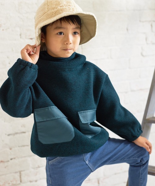 MAKE YOUR DAY（メイクユアデイ）の「裏起毛ニットソーハイネックプルオーバー■80～140cm（スウェット・キッズ・ブラック/ブラウン/グリーン・90/100/110/120/130/140/80）」の3枚目の写真