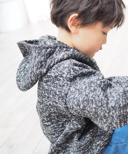 MAKE YOUR DAY（メイクユアデイ）の「裏起毛ニットソーハイネックプルオーバー■80～140cm（スウェット・キッズ・ブラック/ブラウン/グリーン・90/100/110/120/130/140/80）」の2枚目の写真