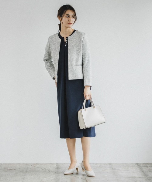 LEPSIM（レプシィム）の「ラク映え！パール付きワンピース　162426（ワンピース・レディース・ブラック/グレイッシュベージュ/ネイビー・FREE）」の3枚目の写真