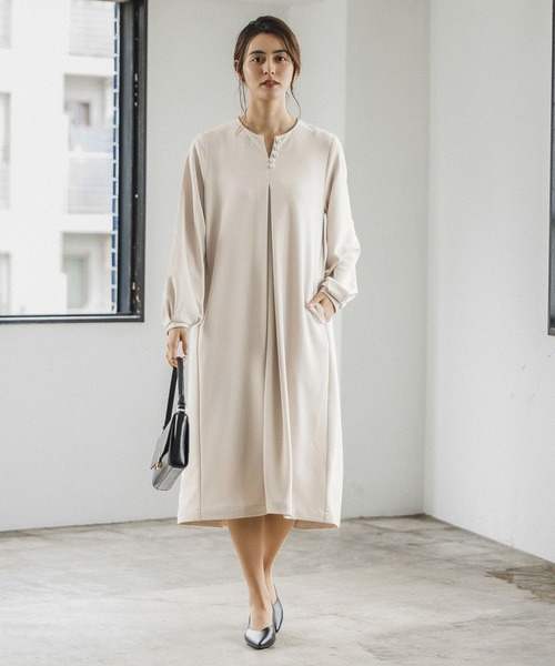 LEPSIM（レプシィム）の「ラク映え！パール付きワンピース　162426（ワンピース・レディース・ブラック/グレイッシュベージュ/ネイビー・FREE）」の19枚目の写真