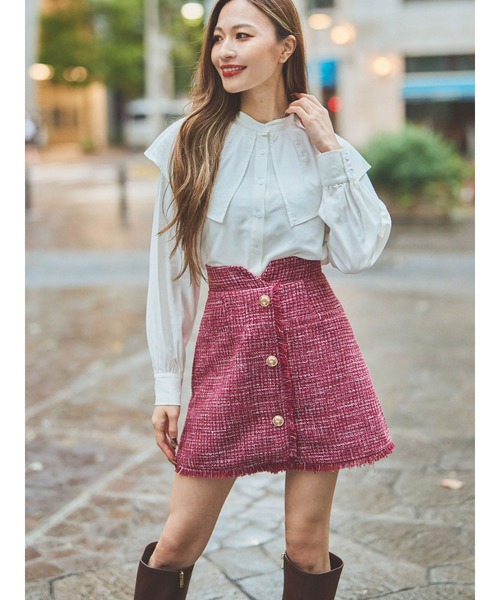 DURAS(デュラス)の「ツイードスカート風ショートパンツ(その他パンツ・レディース・ホワイト/ピンク・SMALL/MEDIUM)」の2枚目の写真