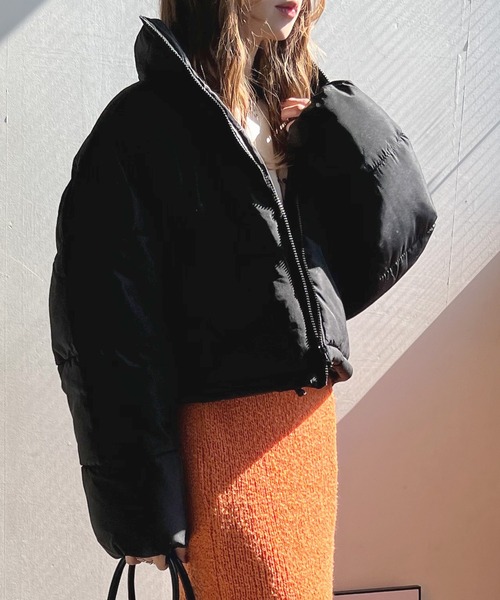 Futier land（フューティアランド）の「スタンドショート丈フェイクダウン（ダウンジャケット/コート・レディース・ブラック/ベージュ/アイボリー/ブルー・MEDIUM）」の3枚目の写真