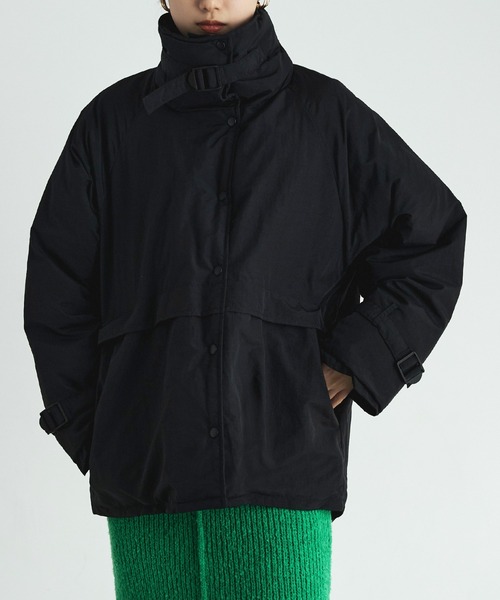 etoll.（エトル）の「スタンドベルトフェイクペディンジャケット（ダウンジャケット/コート・レディース・ライトカーキ/アイボリー/ブラック・M）」の2枚目の写真