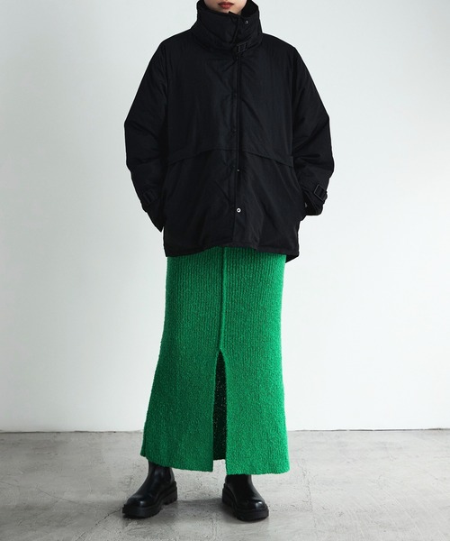 etoll.（エトル）の「スタンドベルトフェイクペディンジャケット（ダウンジャケット/コート・レディース・ライトカーキ/アイボリー/ブラック・M）」の7枚目の写真