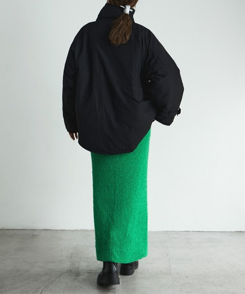 etoll.（エトル）の「スタンドベルトフェイクペディンジャケット（ダウンジャケット/コート・レディース・ライトカーキ/アイボリー/ブラック・M）」の8枚目の写真