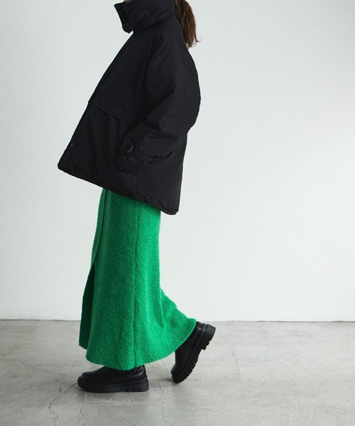 etoll.（エトル）の「スタンドベルトフェイクペディンジャケット（ダウンジャケット/コート・レディース・ライトカーキ/アイボリー/ブラック・M）」の9枚目の写真