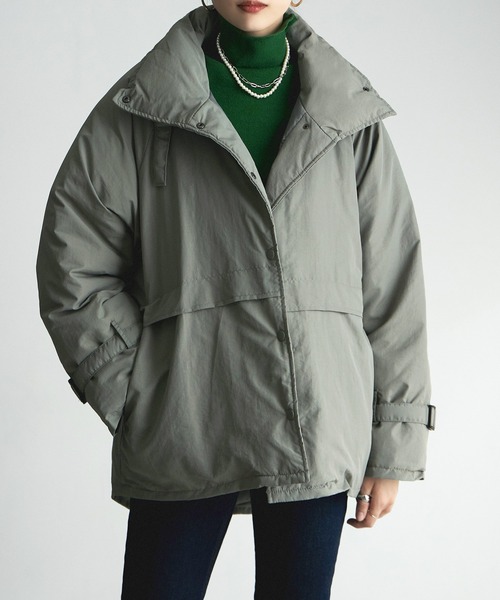 etoll.（エトル）の「スタンドベルトフェイクペディンジャケット（ダウンジャケット/コート・レディース・ライトカーキ/アイボリー/ブラック・M）」の17枚目の写真