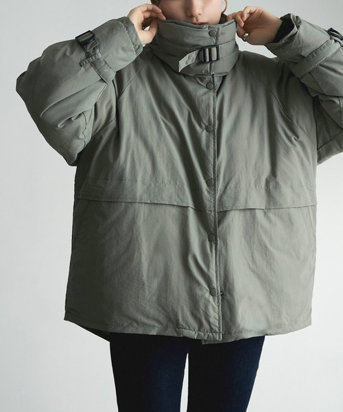 etoll.（エトル）の「スタンドベルトフェイクペディンジャケット（ダウンジャケット/コート・レディース・ライトカーキ/アイボリー/ブラック・M）」の21枚目の写真