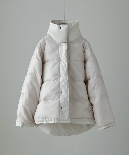etoll.（エトル）の「スタンドベルトフェイクペディンジャケット（ダウンジャケット/コート・レディース・ライトカーキ/アイボリー/ブラック・M）」の14枚目の写真