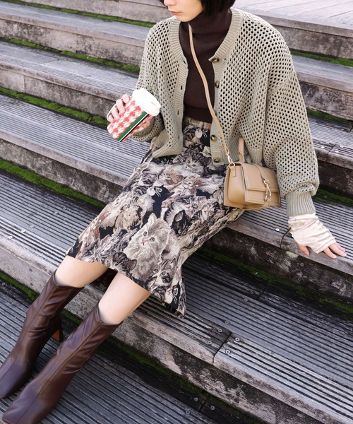 Fashion Letter（ファッションレター）の「ショート丈かぎ編みカーディガン（カーディガン/ボレロ・レディース・グリーン系その他/レッド系その他/ベージュ系その他/グレイッシュベージュ/ブラック・M）」の19枚目の写真