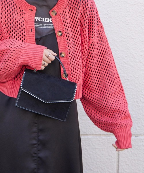 Fashion Letter（ファッションレター）の「ショート丈かぎ編みカーディガン（カーディガン/ボレロ・レディース・グリーン系その他/レッド系その他/ベージュ系その他/グレイッシュベージュ/ブラック・M）」の20枚目の写真