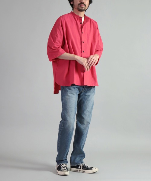 Yarmo（ヤーモ）の「[ yarmo ] Oversized Half Sleeve Shirt　オーバーサイズハーフスリーブシャツ（シャツ/ブラウス・メンズ・ライトピンク/イエロー・FREE）」の11枚目の写真