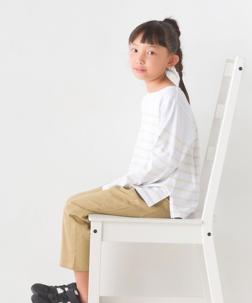 OMNES(オムネス)の「キッズパネルボーダーコットン長袖Tシャツ(Tシャツ/カットソー・キッズ・ホワイト×グリーン/ホワイト×ブルー/ホワイト×ブラック/ネイビー×ホワイト/グレー系その他/ホワイト系その他・120/130/140/110/100/90/80)」の20枚目の写真