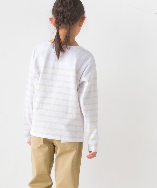 OMNES(オムネス)の「キッズパネルボーダーコットン長袖Tシャツ(Tシャツ/カットソー・キッズ・ホワイト×グリーン/ホワイト×ブルー/ホワイト×ブラック/ネイビー×ホワイト/グレー系その他/ホワイト系その他・120/130/140/110/100/90/80)」の19枚目の写真