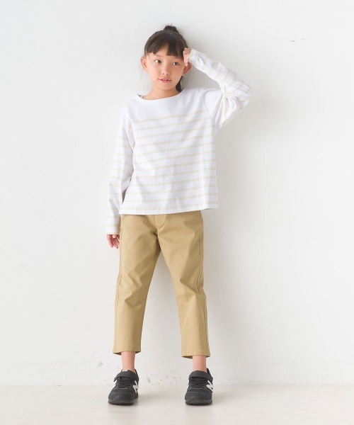 OMNES(オムネス)の「キッズパネルボーダーコットン長袖Tシャツ(Tシャツ/カットソー・キッズ・ホワイト×グリーン/ホワイト×ブルー/ホワイト×ブラック/ネイビー×ホワイト/グレー系その他/ホワイト系その他・120/130/140/110/100/90/80)」の18枚目の写真