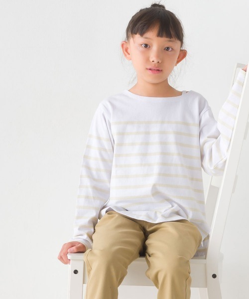 OMNES(オムネス)の「キッズパネルボーダーコットン長袖Tシャツ(Tシャツ/カットソー・キッズ・ホワイト×グリーン/ホワイト×ブルー/ホワイト×ブラック/ネイビー×ホワイト/グレー系その他/ホワイト系その他・120/130/140/110/100/90/80)」の17枚目の写真