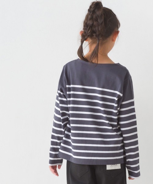OMNES(オムネス)の「キッズパネルボーダーコットン長袖Tシャツ(Tシャツ/カットソー・キッズ・ホワイト×グリーン/ホワイト×ブルー/ホワイト×ブラック/ネイビー×ホワイト/グレー系その他/ホワイト系その他・120/130/140/110/100/90/80)」の14枚目の写真