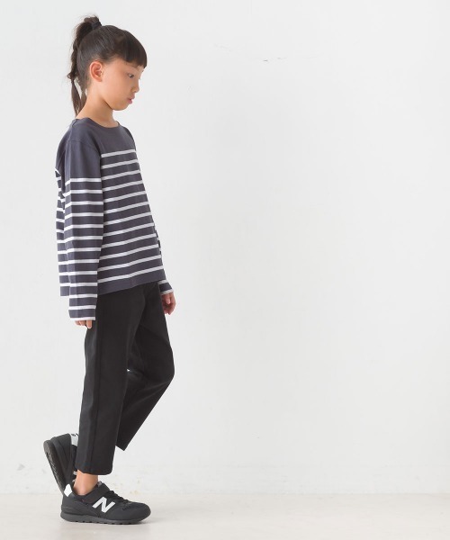 OMNES(オムネス)の「キッズパネルボーダーコットン長袖Tシャツ(Tシャツ/カットソー・キッズ・ホワイト×グリーン/ホワイト×ブルー/ホワイト×ブラック/ネイビー×ホワイト/グレー系その他/ホワイト系その他・120/130/140/110/100/90/80)」の12枚目の写真