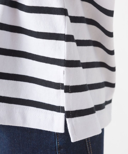 OMNES(オムネス)の「キッズパネルボーダーコットン長袖Tシャツ(Tシャツ/カットソー・キッズ・ホワイト×グリーン/ホワイト×ブルー/ホワイト×ブラック/ネイビー×ホワイト/グレー系その他/ホワイト系その他・120/130/140/110/100/90/80)」の8枚目の写真