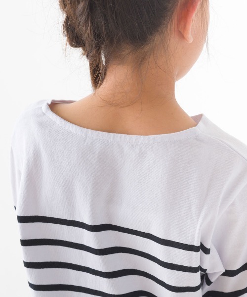 OMNES(オムネス)の「キッズパネルボーダーコットン長袖Tシャツ(Tシャツ/カットソー・キッズ・ホワイト×グリーン/ホワイト×ブルー/ホワイト×ブラック/ネイビー×ホワイト/グレー系その他/ホワイト系その他・120/130/140/110/100/90/80)」の7枚目の写真