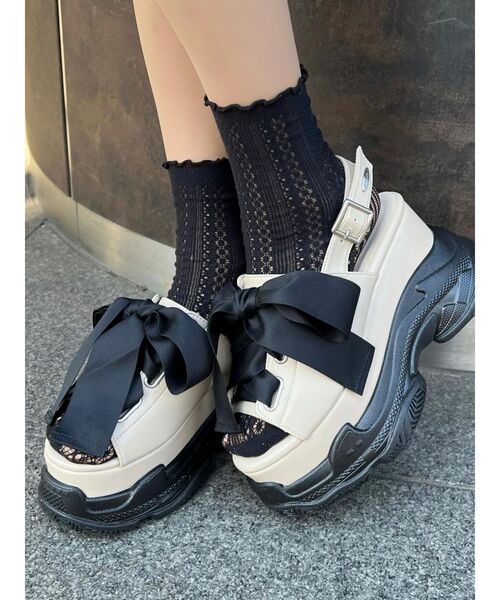 EATME（イートミー）の「レースアップリボンスニーカーサンダル（サンダル・レディース・その他1/ブラック/ベージュ・S/M/L）」の8枚目の写真