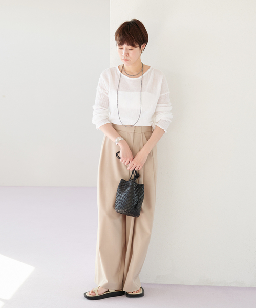 PLAGE プラージュ TW STRETCH T ブラウス ベージュ 36 美品 SATIN T-ブラウス（シャツ／ブラウス）｜Plage（プラージュ）の通販