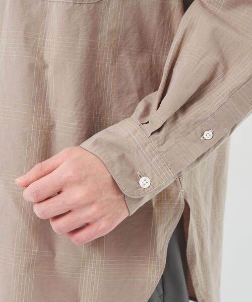 green label relaxing（グリーンレーベルリラクシング）の「スプラッシュチェック ロング バンドカラー シャツ（シャツ/ブラウス・メンズ・ベージュ/ブラック・L/M/S/XL）」の16枚目の写真