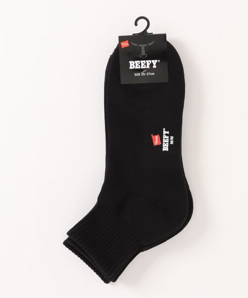 HANES（ヘインズ）の「【HANES/ヘインズ】BEEFY　ビーフィー　クオーター　2P　ソックス　2足組み　靴下（ソックス/靴下・メンズ・ホワイト/ブラック・MEDIUM）」の2枚目の写真