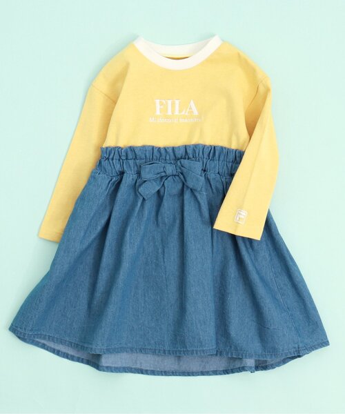 FILA（フィラ）の「FILA ロゴ刺繍ドッキングワンピース（ワンピース・キッズ・イエロー/アイボリー・90/100/110/120/80/130/140）」の2枚目の写真