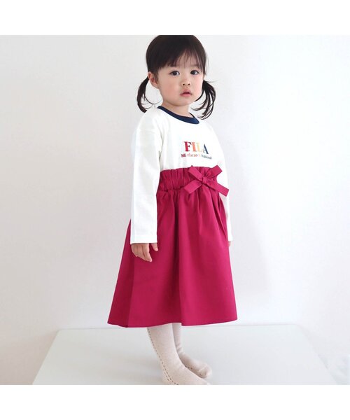 FILA（フィラ）の「FILA ロゴ刺繍ドッキングワンピース（ワンピース・キッズ・イエロー/アイボリー・90/100/110/120/80/130/140）」の19枚目の写真