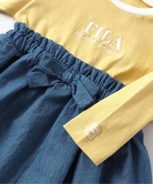 FILA（フィラ）の「FILA ロゴ刺繍ドッキングワンピース（ワンピース・キッズ・イエロー/アイボリー・90/100/110/120/80/130/140）」の6枚目の写真