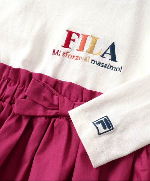 FILA（フィラ）の「FILA ロゴ刺繍ドッキングワンピース（ワンピース・キッズ・イエロー/アイボリー・90/100/110/120/80/130/140）」の3枚目の写真