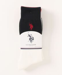 U.S. POLO ASSN.（ユーエスポロアッスン）の「【U.S. POLO ASSN.】C.切り替え USPA 刺繍/クルー丈ソックス/3足セット/メンズ（ソックス/靴下・メンズ）」