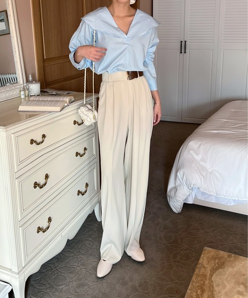 by muni:r（バイ ムニール）の「ピンタックワイドベルトスラックス（スラックス・レディース・ブラック/ベージュ・SMALL/MEDIUM）」の20枚目の写真