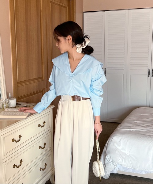 by muni:r（バイ ムニール）の「ピンタックワイドベルトスラックス（スラックス・レディース・ブラック/ベージュ・SMALL/MEDIUM）」の21枚目の写真