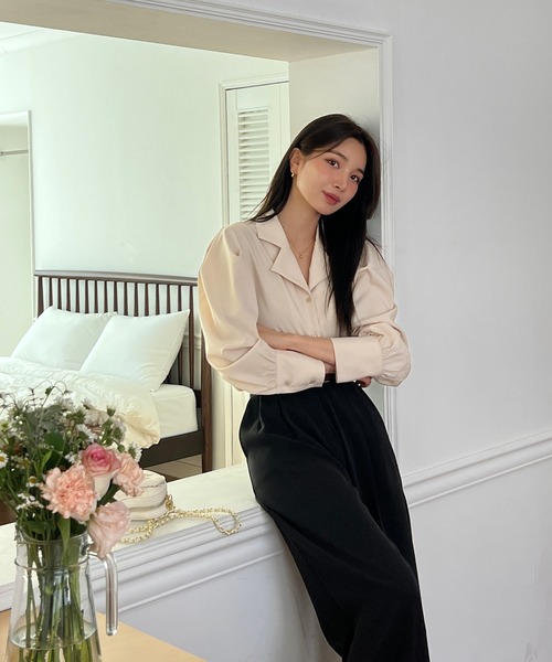 by muni:r（バイ ムニール）の「ピンタックワイドベルトスラックス（スラックス・レディース・ブラック/ベージュ・SMALL/MEDIUM）」の12枚目の写真