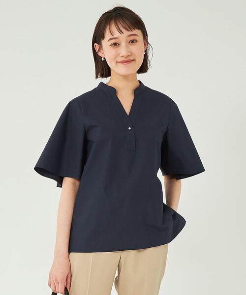 green label relaxing フェイクパールボタン9分袖 ブラウス UNITED ARROWS LTD. OUTLET｜ドビー フェイクパールボタン 9分袖