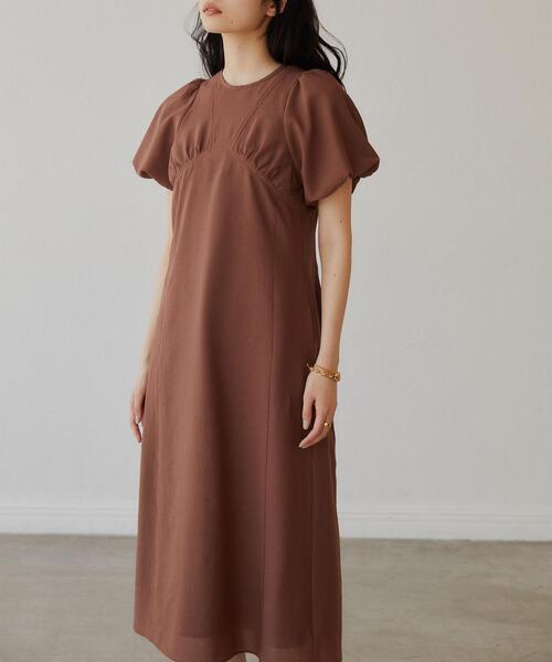 EMMEL REFINES(エメルリファインズ)の「<EMMEL REFINES>EM クリスピーボイル パフスリーブ ワンピース(ワンピース・レディース・ブラック/ブラウン・M/S)」の1枚目の写真